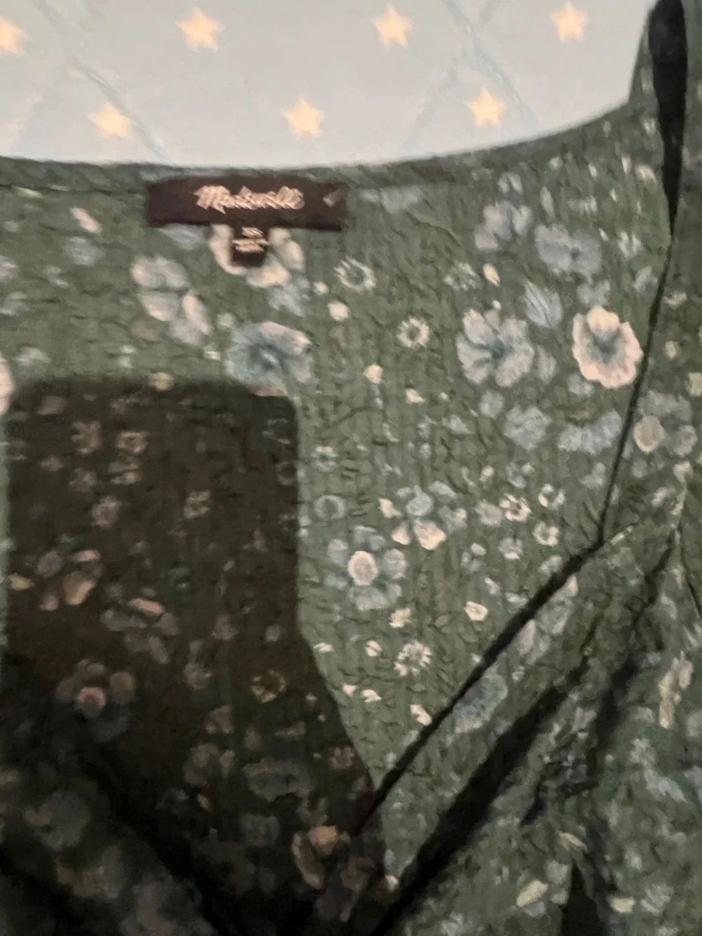 Madewell Woodland Floral Seersucker Sweetheart Wrap Top XS like new
